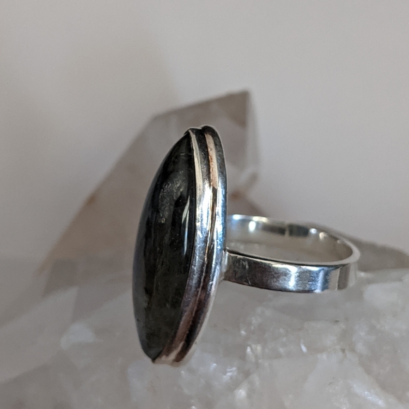 Natural Blue Labradorite, 925 Silver ring, size 10 - Picture 5 of 7